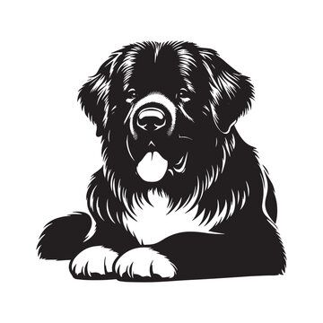 recommend clip art: Newfoundland dog silhouette, Regal Dog silhouette, Newfoundland dog Black and White Illustration	
                    
