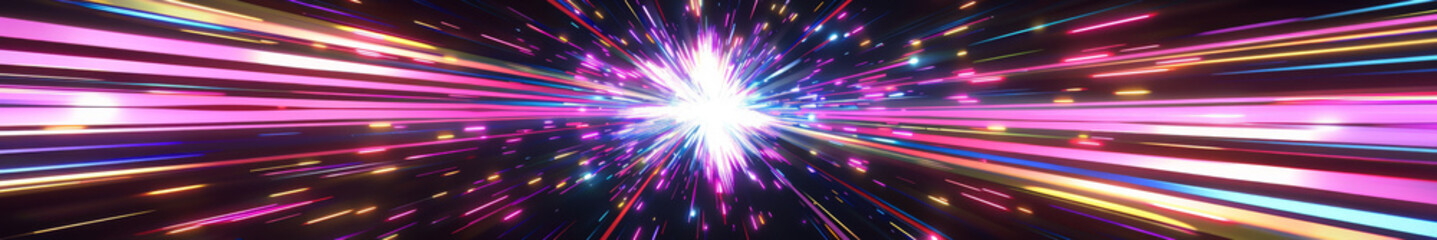 Radiant Light Speed Effect with Colorful Streaks in Space