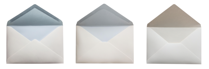 Open envelopes isolated on transparent background