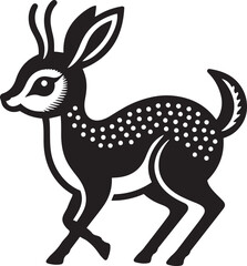Cute baby Dik dik silhouette vector on white background.