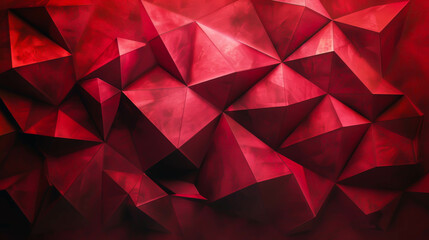 A red background with many triangles. The image has a bold and dynamic feel to it