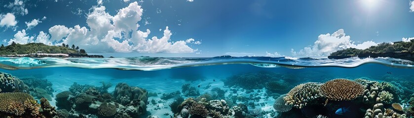 Obraz premium A beautiful panoramic of a coral reef