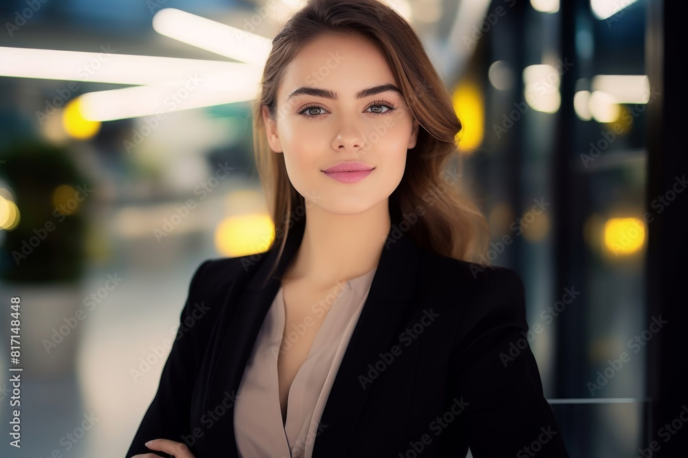 Wall mural portrait of confident businesswoman in an urban setting