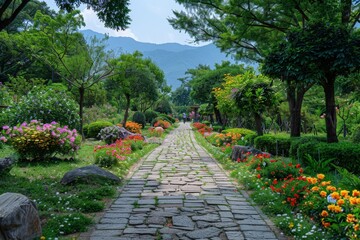 Beautiful Garden Pathway with Flowers