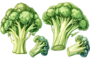 Fresh Green Broccoli in Various Angles