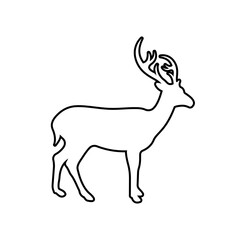 Deer silhouette, outline icon vector. Deer icon. Livestock concept. Deer sign on white background. Deer meat badge. Deermeat. Part of my game meat illustration collection. Hunt. Hunting.