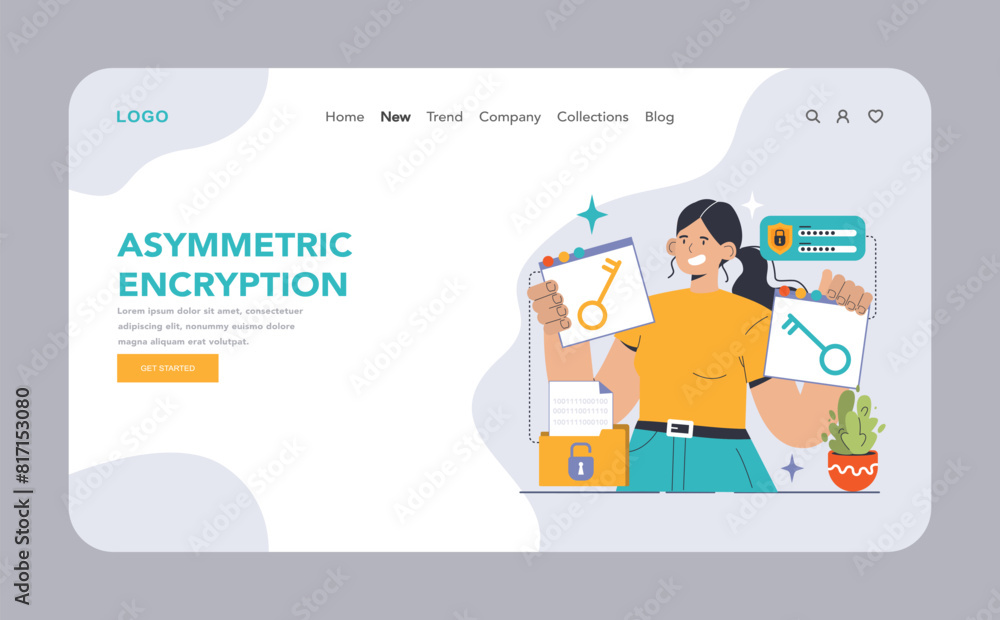 Aufkleber data encryption web or landing. personal information, internet access