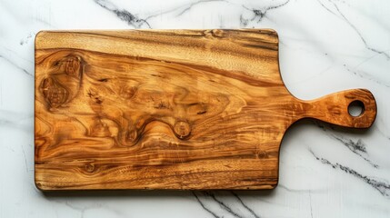 an empty chopping board on a kitchen countertop, evoking a sense of culinary inspiration and possibility.