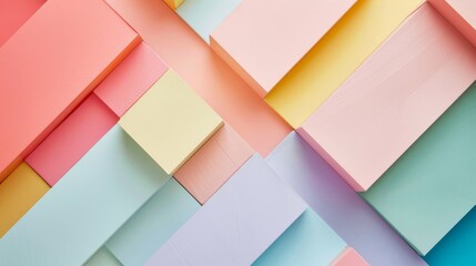 A colorful collage of squares and rectangles in various shades of pink, yellow