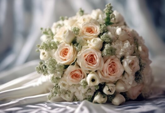 background Bouquet silk pattern Bridal Wedding Valentine Abstract Flower Texture Nature Love Space Concept Gift White Green Wave Color Luxury Wallpaper Border Fabric Pink Roses'