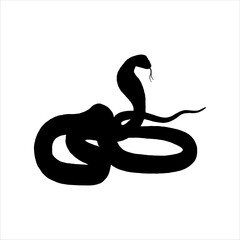Black cobra snake silhouette isolated on white background. Snake icon vector illustration.