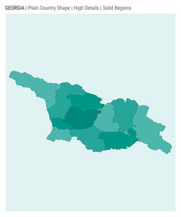 Obraz premium Georgia plain country map. High details. Solid regions style. Shape of Georgia. Vector illustration.