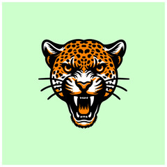 leopard head face angry vector drawing illustration