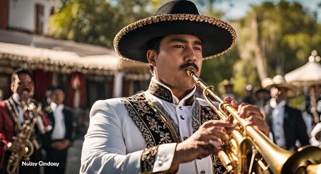 Mexican mariachi with trumpet.