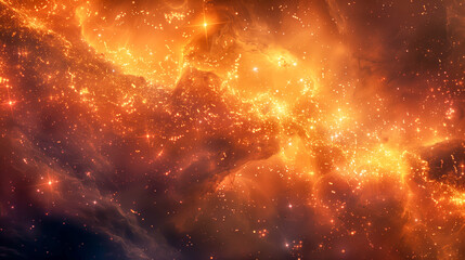 Vibrant Orange Nebula Filled with Sparkling Stars in Deep Space - Cosmic Wonders, Galaxy Exploration, Science Fiction Backdrop, Meditation Aid, Inspirational Universe Scene