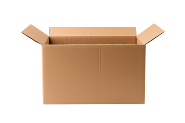  Open cardboard box isolated on white background.