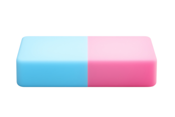 A blue and pink rectangular eraser.