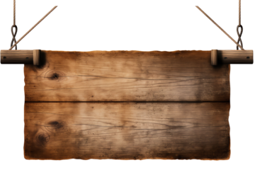 Blank wooden sign hanging from chains.