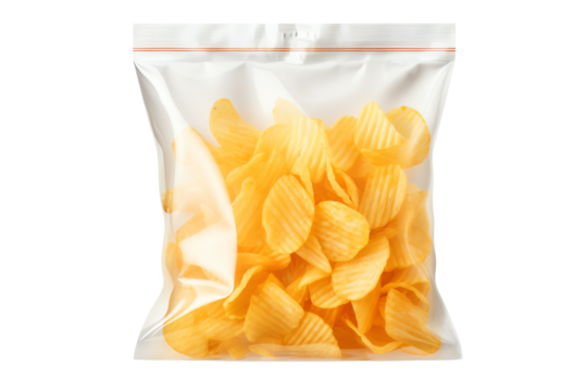 It's a transparent plastic bag of regular wavy potato chips.