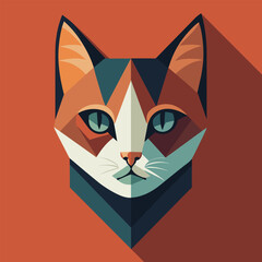 Cartoon art of Felidae with whiskers snout on red background