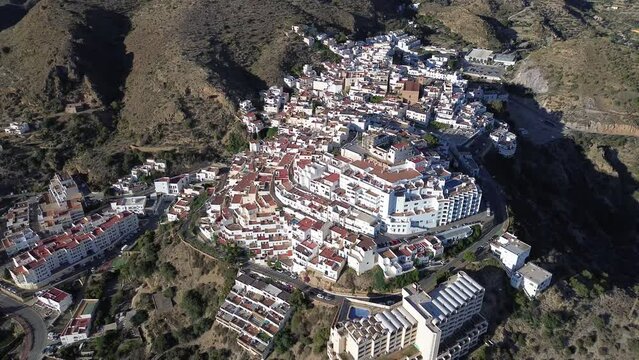 Mojacar town in Almeria aerial shot