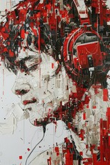 Fototapeta premium A man with headphones on his head