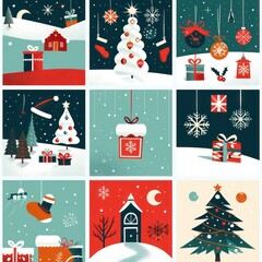Christmas design with several iconic Christmas elements and beautiful colors, modern and traditional look