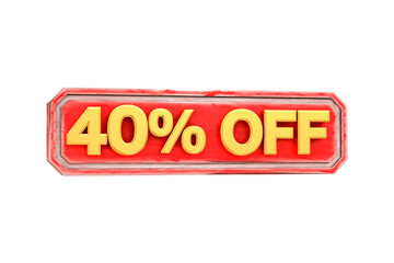 3d sales discount Number 40 percentage price tag for discount sale promotion concept by 3d render