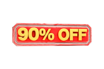 3d sales discount Number 90 percentage price tag for discount sale promotion concept by 3d render
