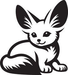Fennec Fox animal silhouette vector illustration on white background.