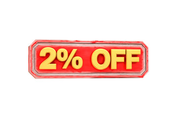 3d sales discount Number 2 percentage price tag for discount sale promotion concept by 3d render