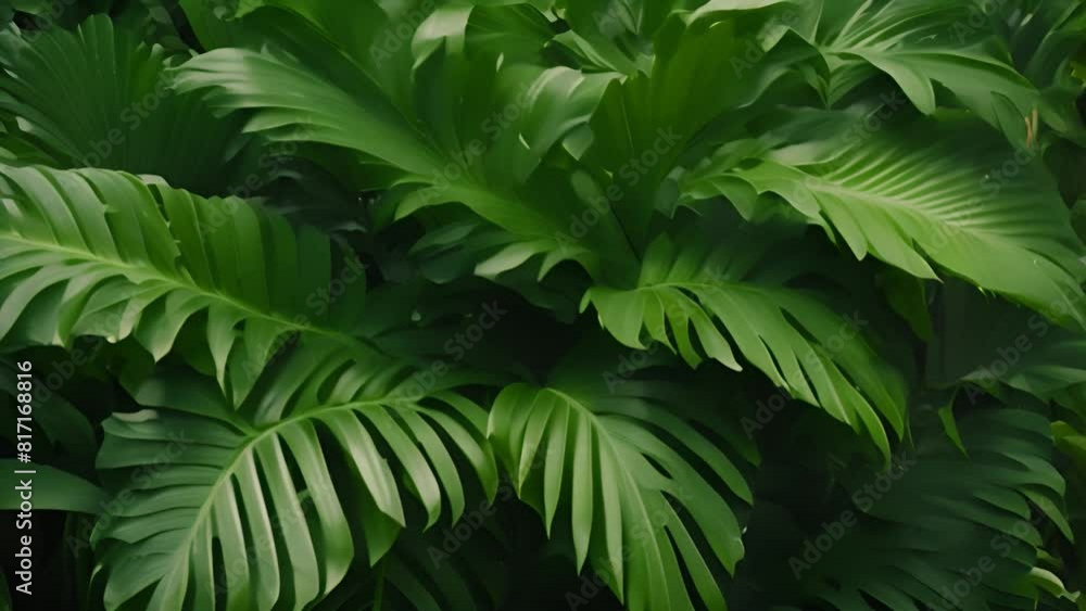 Poster close up of a palm tree with green leaves generative ai