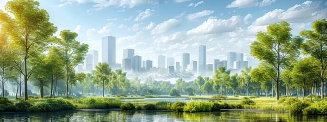 Sustainable Urban Planning: A blueprint of a city designed with green spaces and renewable energy.