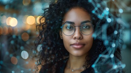 Generate a visual narrative of a businesswoman bridging cultural