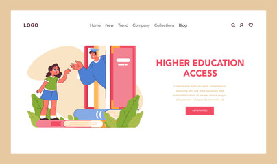 Higher education access concept. Flat vector illustration