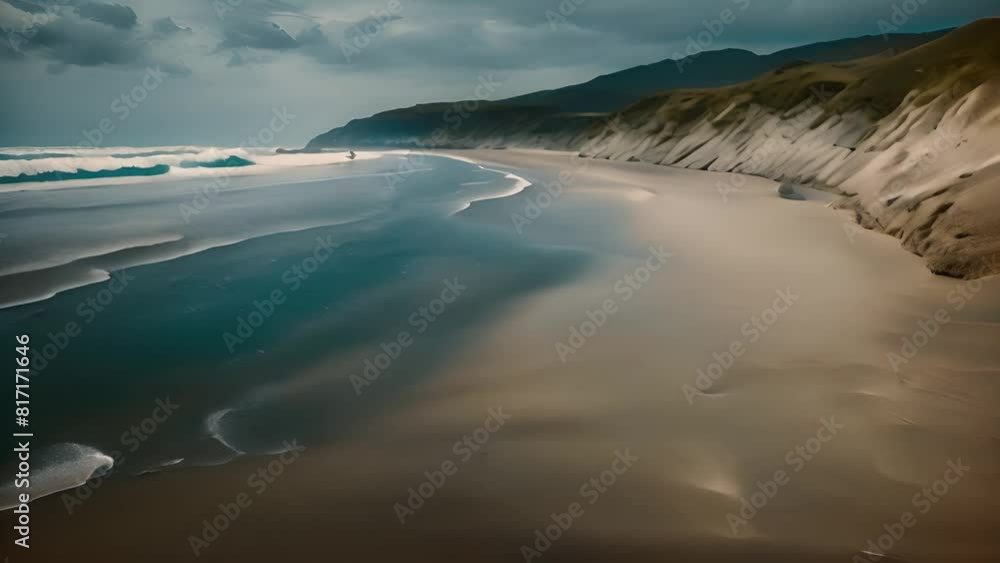 Poster cloudy sky and cliff at the beach generative ai
