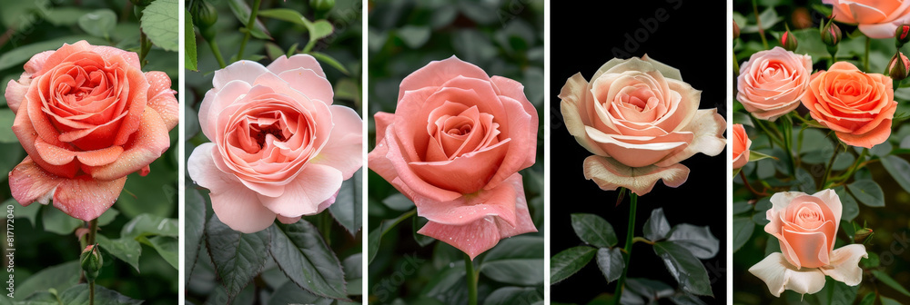 Poster A composition showcasing a variety of roses in different hues and shades, creating a colorful and vibrant display