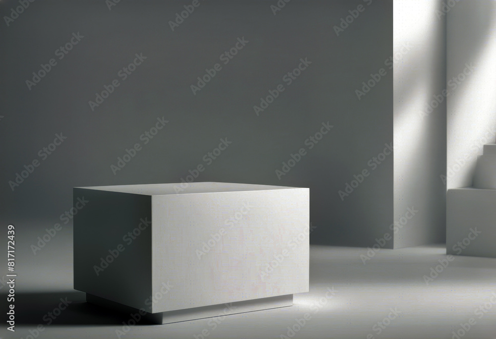 Aufkleber 'realistic background podium pedestal soft illustration isolated cube white platform 3d shadow box b