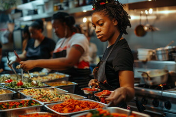 The meticulous preparation of traditional African-American dishes for a Juneteenth feast 