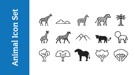 Africa safari animals set collection symbols icons 