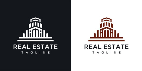 Abstract real estate building logo design vector illustration concept