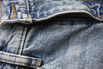 Close up shot of blue denim jeans.