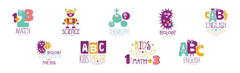 Kids Science Education Curriculum Club Logo Template Vector Set