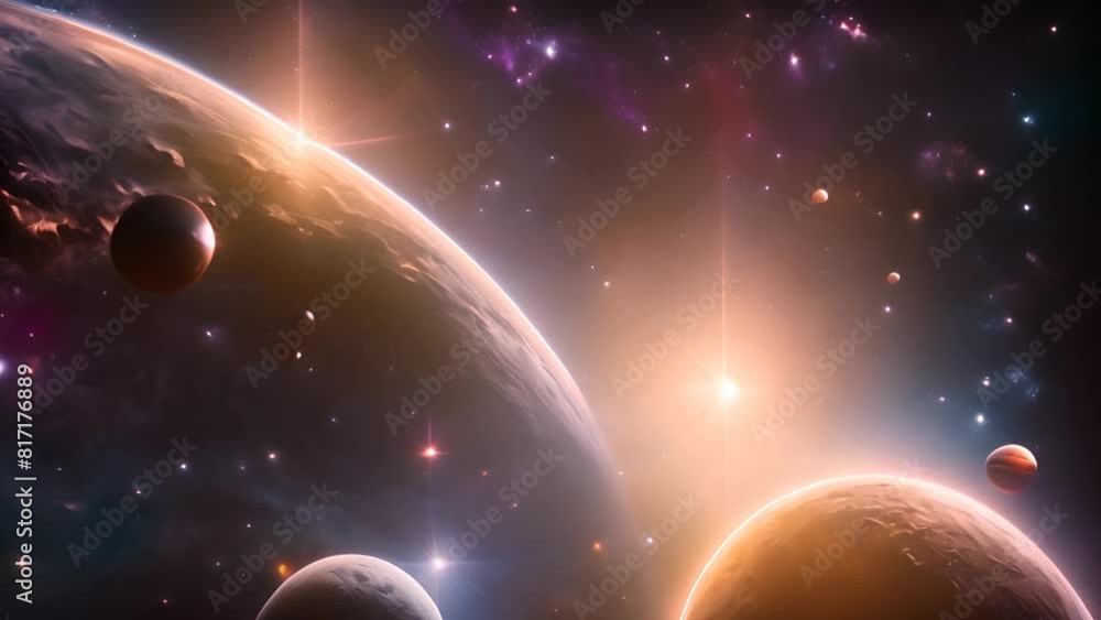 Poster vast space with planets and stars generative ai