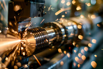 A machine with sparks flying out of it in a manufacturing facility