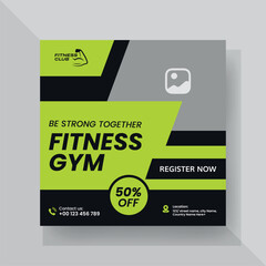 Gym and fitness social media post template design.