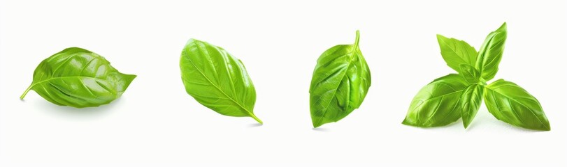 Fototapeta premium basil leaves isolated on white background