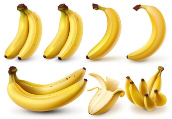 bananas set isolated on white background