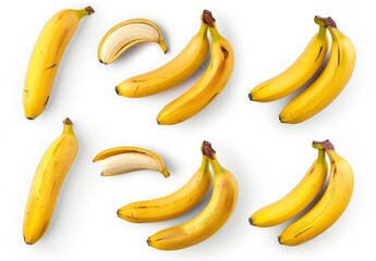 bananas set isolated on white background