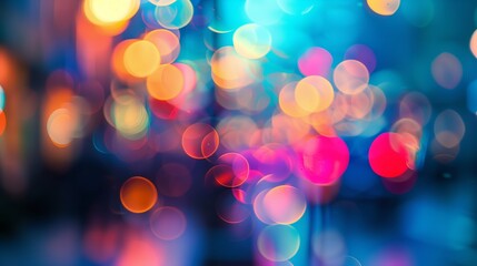 Fototapeta premium Dreamy, out-of-focus colorful lights evoking city nights & celebrations.